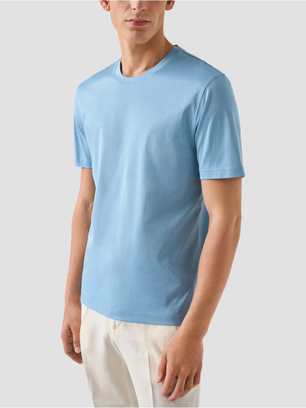 Eton Light Blue Supima Cotton Crewneck T-Shirt — Swedish Luxury